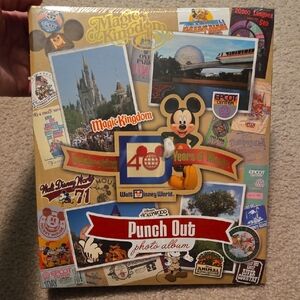 Disney Magic Kingdom 40th Anniversary Photo Album Red and Gold Accents Scrapbook